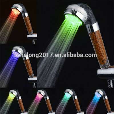 Bathroom LED Shower Head 7 Color Changing Ionic Stone Filter Shower Head No Battery Water Saving Shower