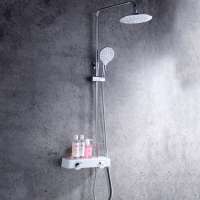 Lowest price modern design bathroom concealed rainfall polished knob embed thermostatic shower set