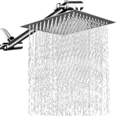 12 Inches Square Rain Showerhead with 11 Inches Adjustable Extension Arm,Large Stainless Steel High Pressure Shower Head